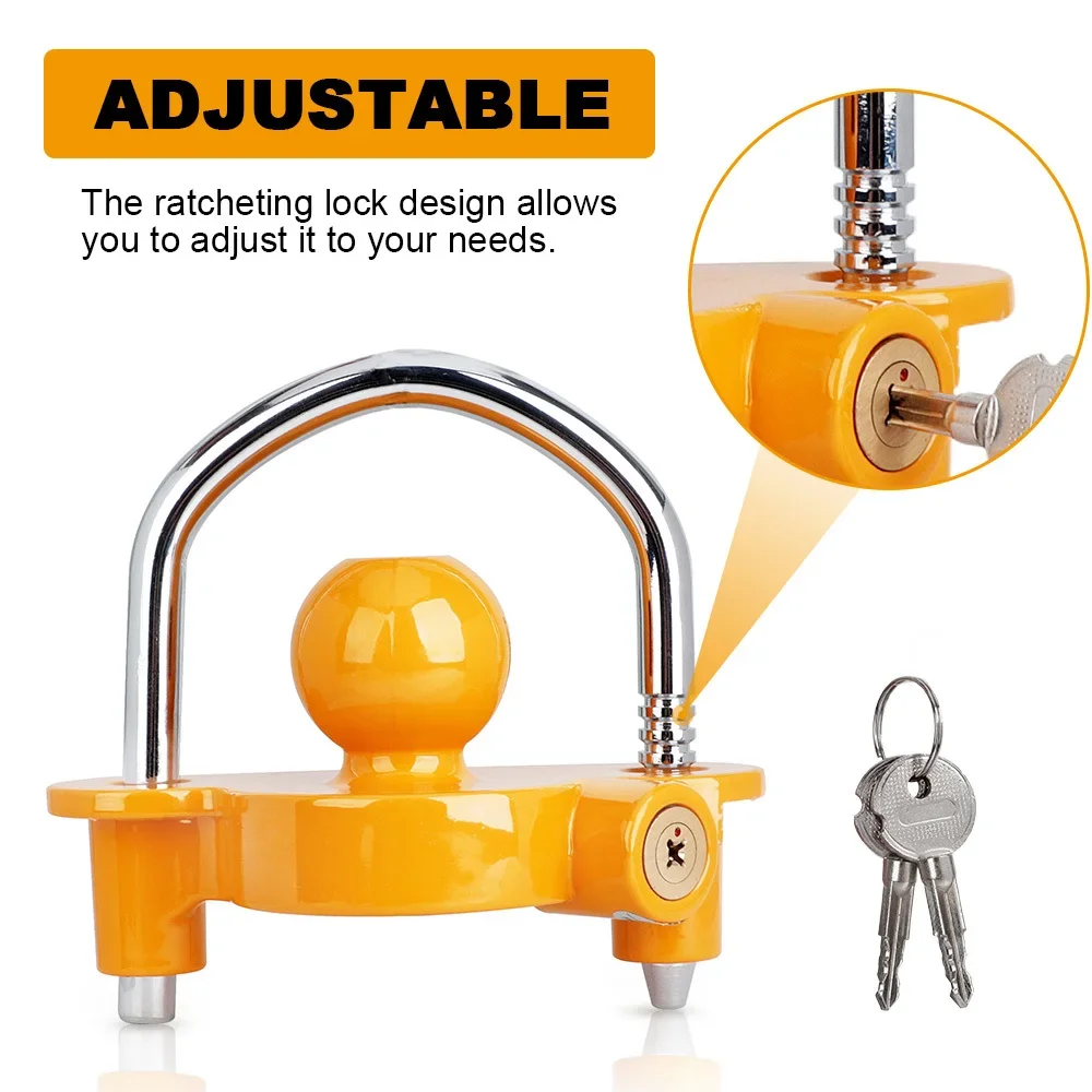 Trailer Coupling Lock Heavy-Duty Anti-Theft Hook Lock Universal Trailer Ball Coupler Lock for Caravan RV