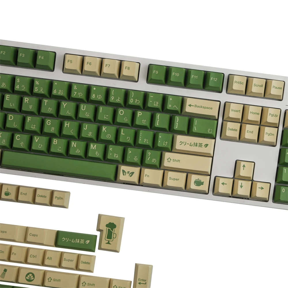 Teclado Mecânico Key Cap para mx Gateron Kailh Switch Creme Matcha Keycaps Pbt Dye-sublimação Perfil de Cereja 140 Chaves - Imagem 3