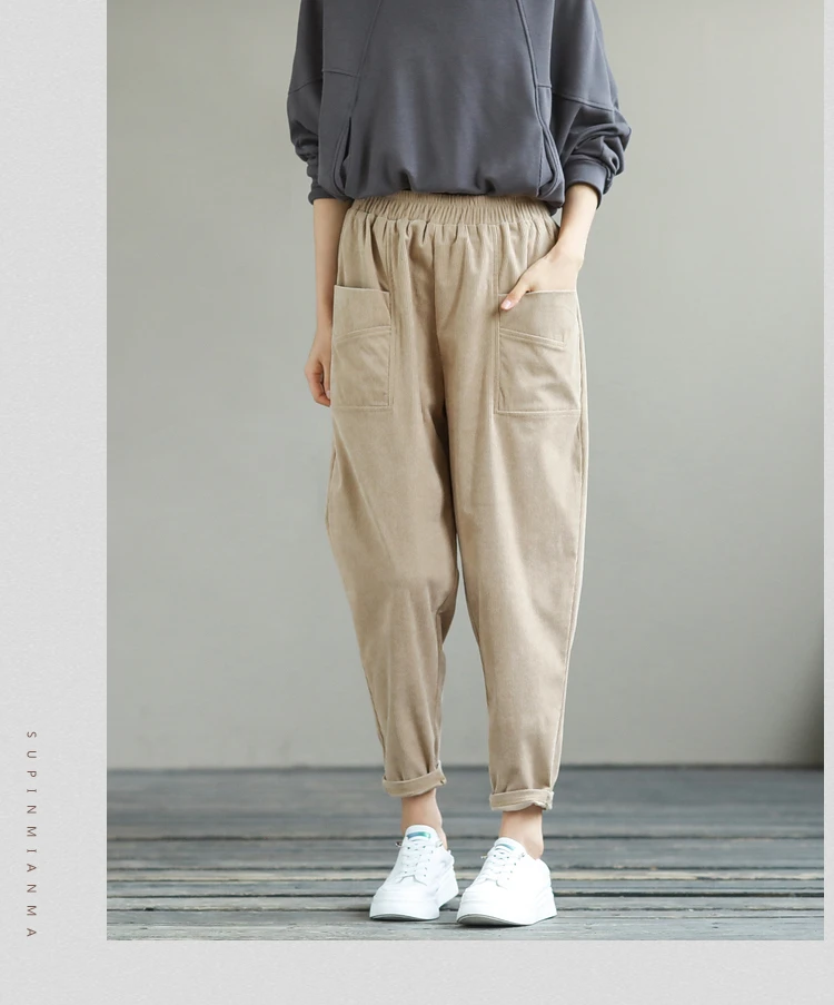 cargo pants Women Casual Harem Pants New Arrival 2022 Spring Simple Style Solid Color All-match Loose High Waist Female Trousers B1655 khaki pants