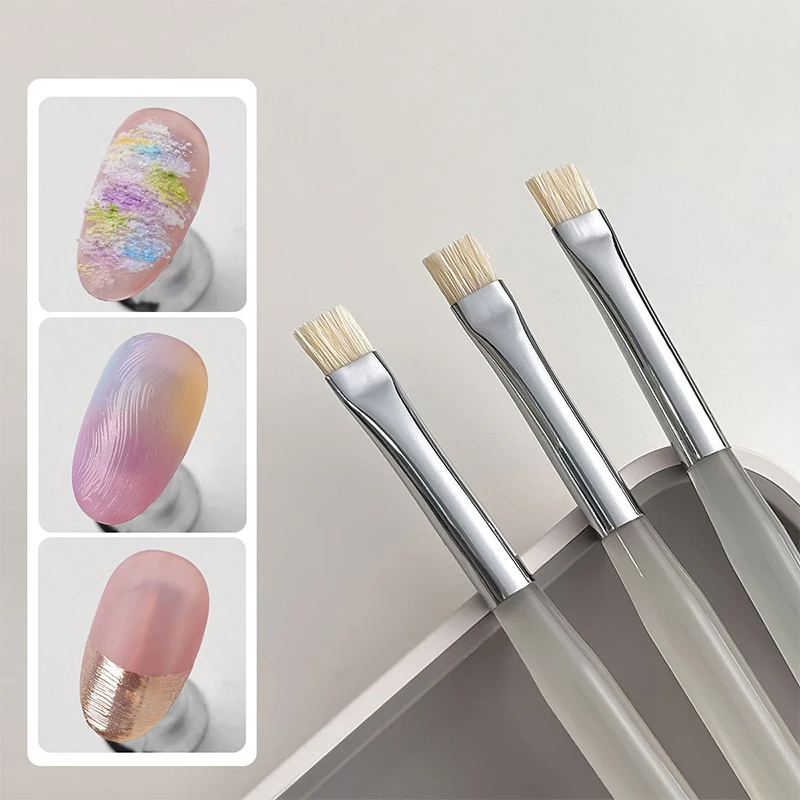 Pennello per Nail Art con Texture, Pennello per French Manicure, Pennello per Fototerapia, Strumento in Plastica per Pittura Manicure, Penna per Smalto - immagine 3