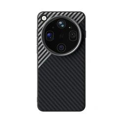 Leather Textured Shockproof Case with Carbon Fiber and Metal Lens Frame, Magnetic Closure for OPPO Find X9 Ultra (Black Silver)
