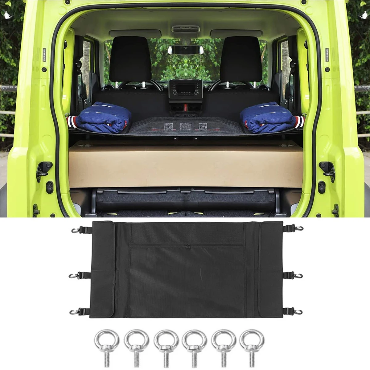 Car Rear Trunk Curtain Cover Storage Bag Net Organizer for Suzuki Jimny JB64 JB74 2019-2026 Stowing Tidying Interior Accessories