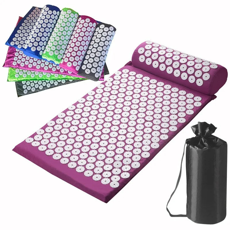 Stress Back Cushion Massage Yoga Mat Back Pain Relief Needle Yoga Massage Mat Acupressure Relieve Pad with Pillow fitness mat