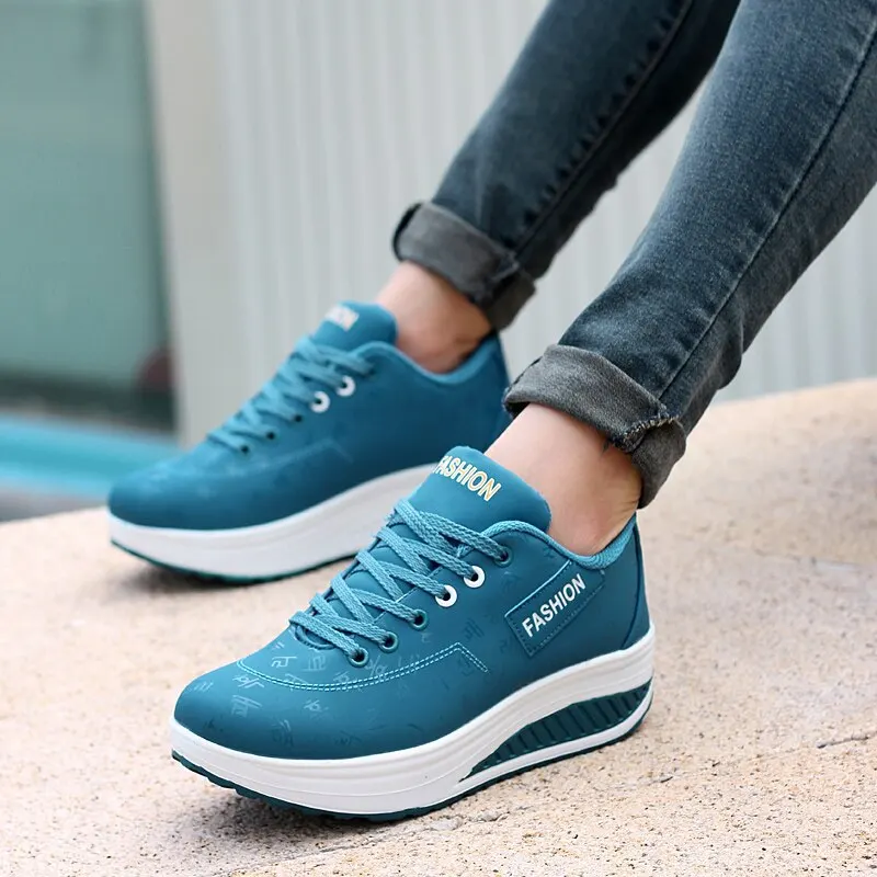 Women Walking Shoes Sneakers Platform Thick Bottom Wedges