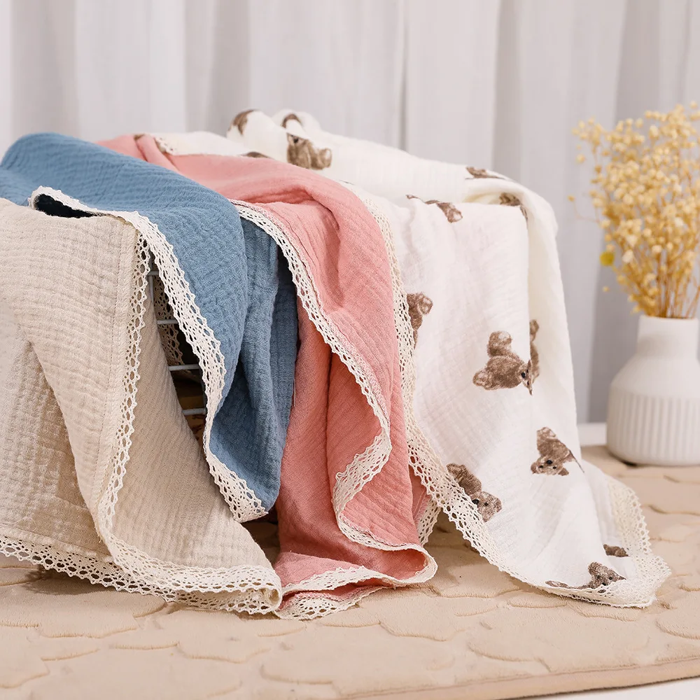 

2 Layers Muslin Baby Blanket Newborn Swaddle Wrap Cotton Soft Baby Receiving Blanket Stroller Crib Quilt Toddler Baby Bath Towel