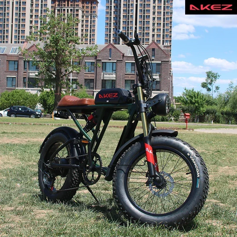 Smart and Powerful AKEZ 1500W 26AH 48V Lithium Full Suspension Folding Mountain Electric Bike Fat Tire Electric Bike