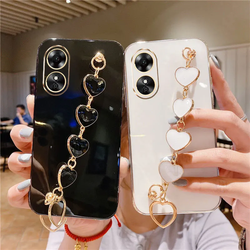 Custodia Anti-Caduta Con Bracciale D'Amore Placcato Di Lusso Per Custodie Oppo A17 Per Oppo A17 Custodia Sexy A17 A 17