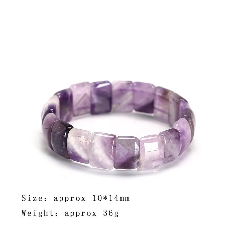 JD Natural Stone Purple Amethyst Rose Quartz Square Beads Bracelet Women Elegant Reiki Healing Crystal Bangle Fashion Jewelry bangle bracelet