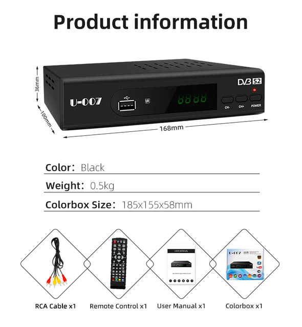 Set Top Box récepteur DVB-T2 H. 264 Powervu Biss CCAM IPTV