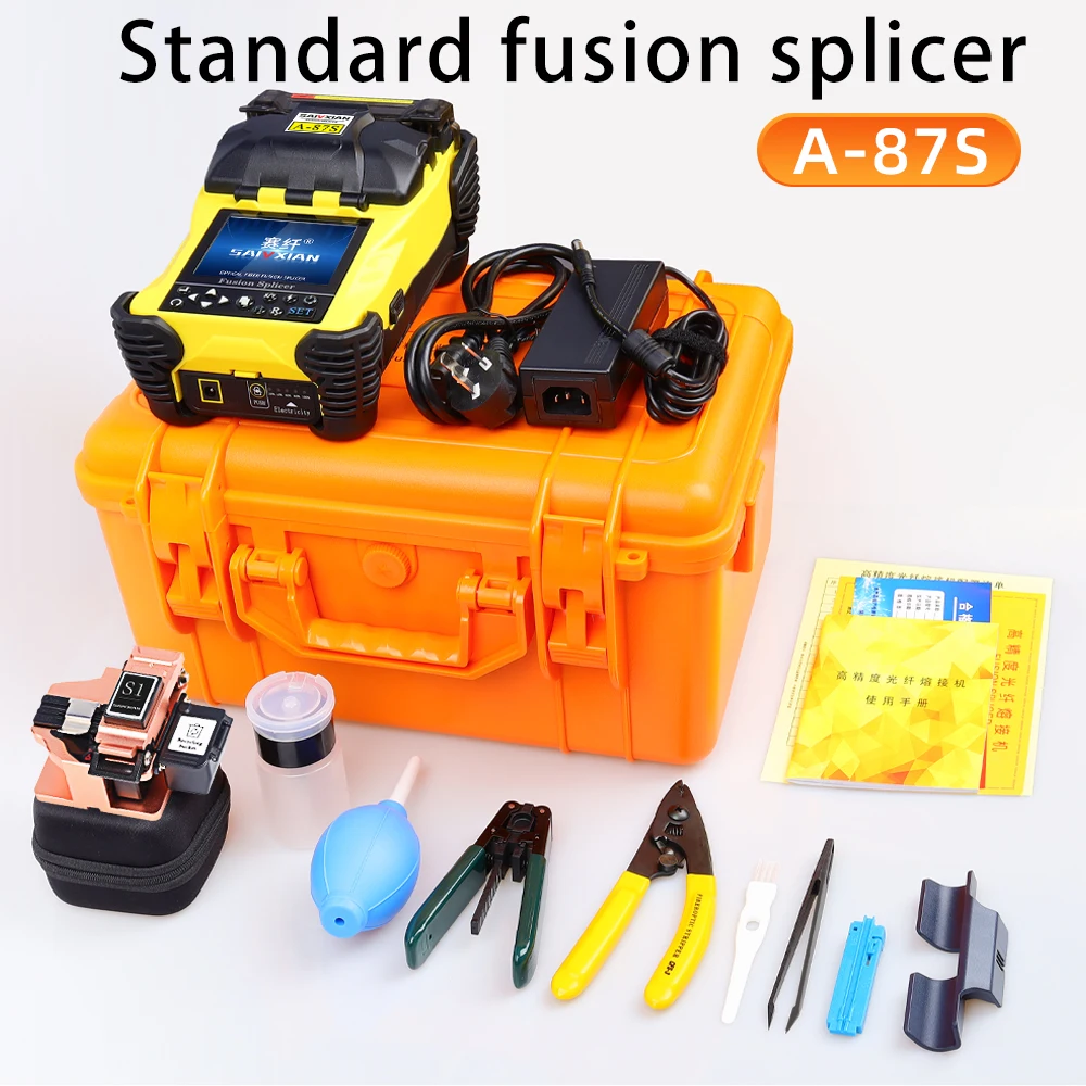 A-87S fiber optic fusion splicer Full set hot melt machine fully automatic fusion splicer fiber optic cable trunk wire jumper очки для плавания с диоптриями mad wave optic envy automatic m0430 16 m 05w