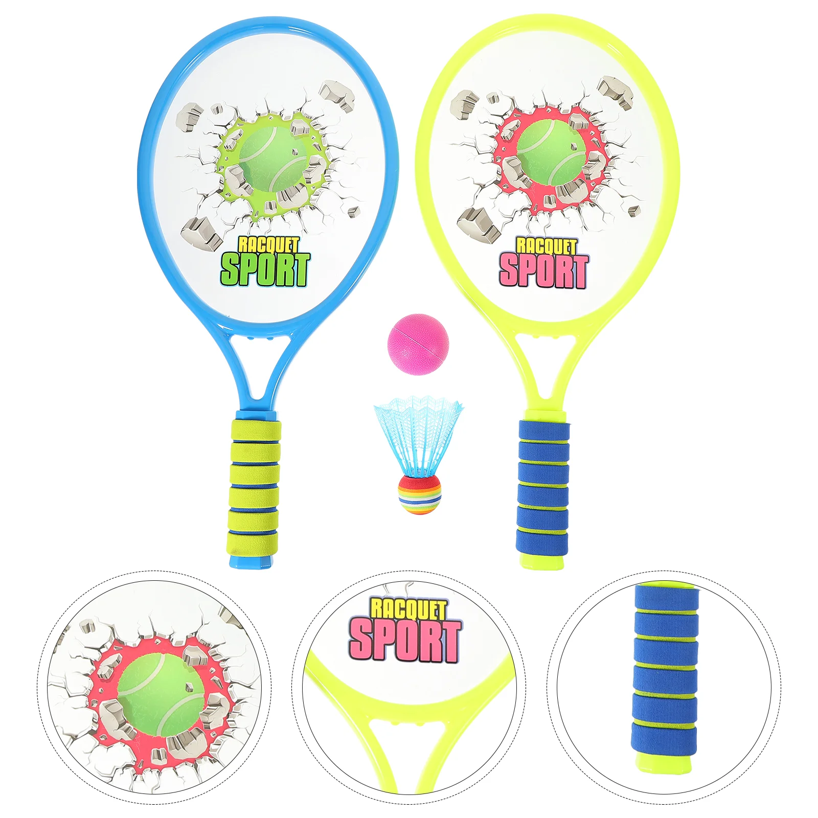 

Children Tennis Racket Set Badminton Rackets with 2pcs Tennis Balls Training for Toddler Kindergarten Primary School Indoor