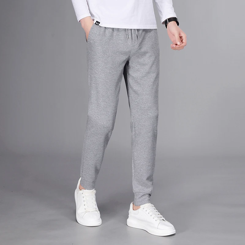 Description Picture 5 of item2023 New Men's Waffle Drawstring High Quality Solid Color Pants Casual Fashion Elastic Leggings