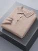 100% Mink Cashmere Jacket Men's POLO Collar Pullover 2024 Spring Autumn New Knitted Tops Casual Loose Large Size Men's Shirts 1
