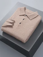 100% Mink Cashmere Jacket Men's POLO Collar Pullover 2024 Spring Autumn New Knitted Tops Casual Loose Large Size Men's Shirts 1