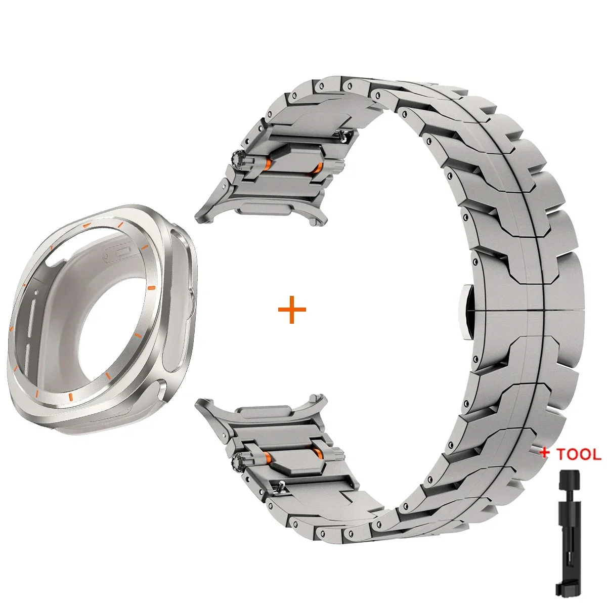 Luxury Stainless Steel Strap and Aluminum Alloy Case for Watch Ultra, Men's Metal Protective Watchband
