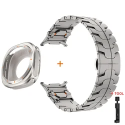 Luxury Stainless Steel Strap and Aluminum Alloy Case for Watch Ultra, Men's Metal Protective Watchband (Titanium color)