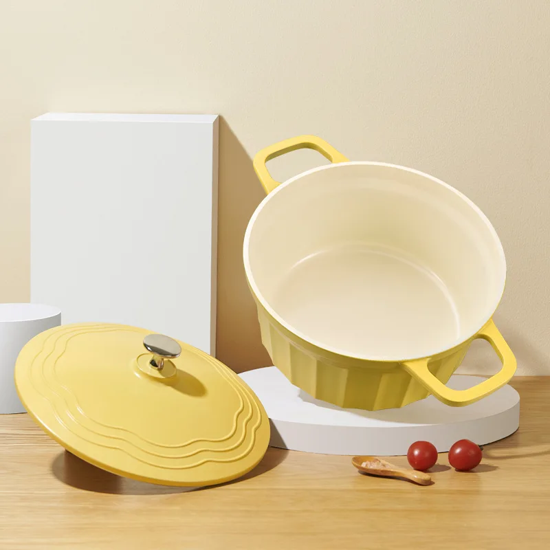

Hot-selling household non-stick frying pan enamel pot soup pot induction cooker universal double ear saucepan ceramic cookware