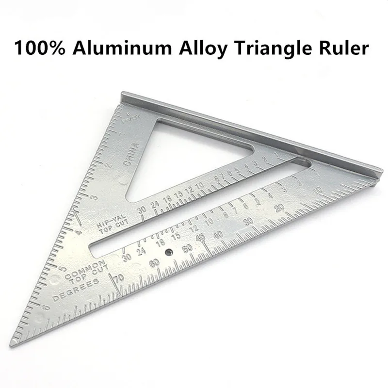 7'' Ruler Aluminum Alloy Speed Square Roofing Triangle Protractor Measuring Rule 