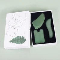 Green Aventurine Gouache Scraper Natural Jade Stone Guasha Set Neck Body Facial Massager Wrinkle Remover Beauty Tools Skin Care 2