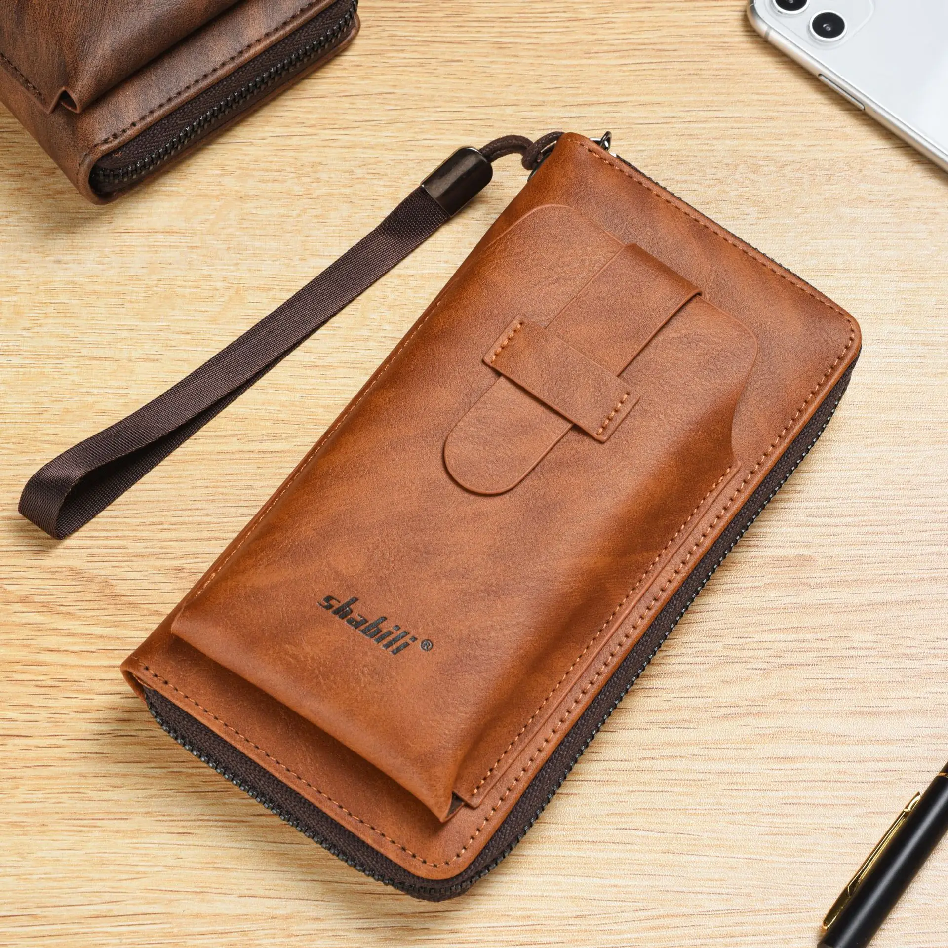 

Men's Long Zipper Wallet High Quality Pu Leather Wallet for Male Business Clutch Bag Credit Card Holder Phone Package Purse