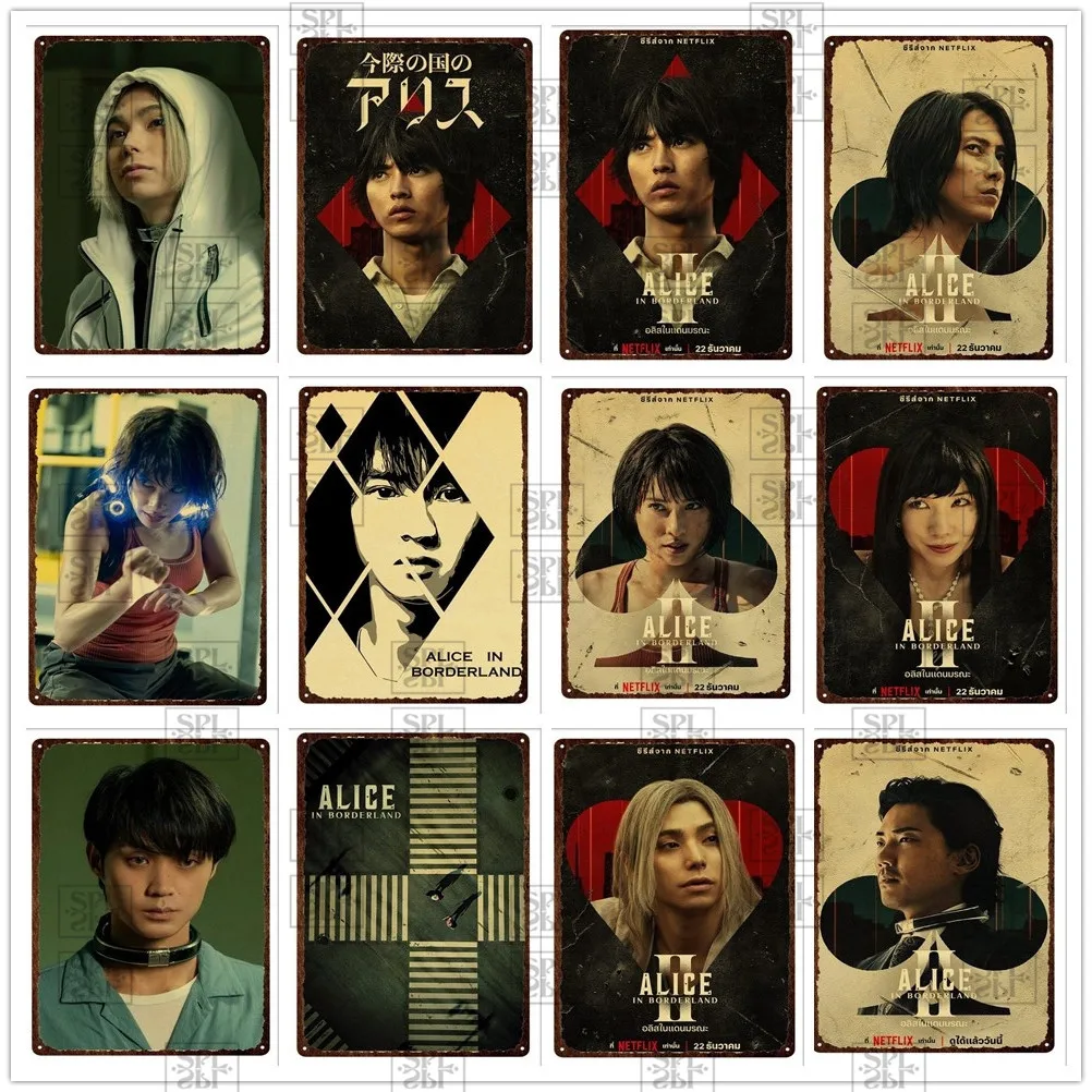 Alice In Borderland Metal Print Plates Film Giapponesi Drama Tin Sign Poster Horror Decor Metal Tin Plates Man Cave Pub Sign
