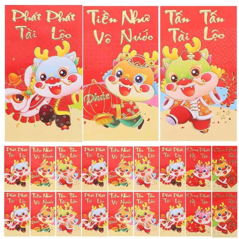 

36Pcs Red Envelopes Spring Festival Bags Money Pocket Luck Money Dragon Year Hongbao for New Year Spring Festival Birthday Marry