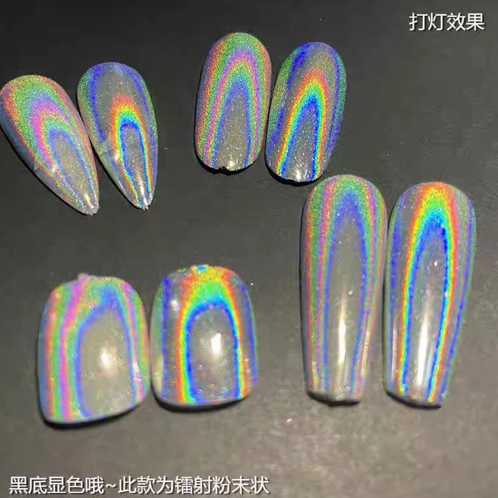 1Box Silver Laser Semi-Solid Magic-Mirror Nail Powder Metallic Holographic Glitter Mirror Nails Dust Gel Polish Chrome Decoratio nail powder,nail glitter,nail pigment,nail decoration,nail decorations,nail flakes,nail powder set