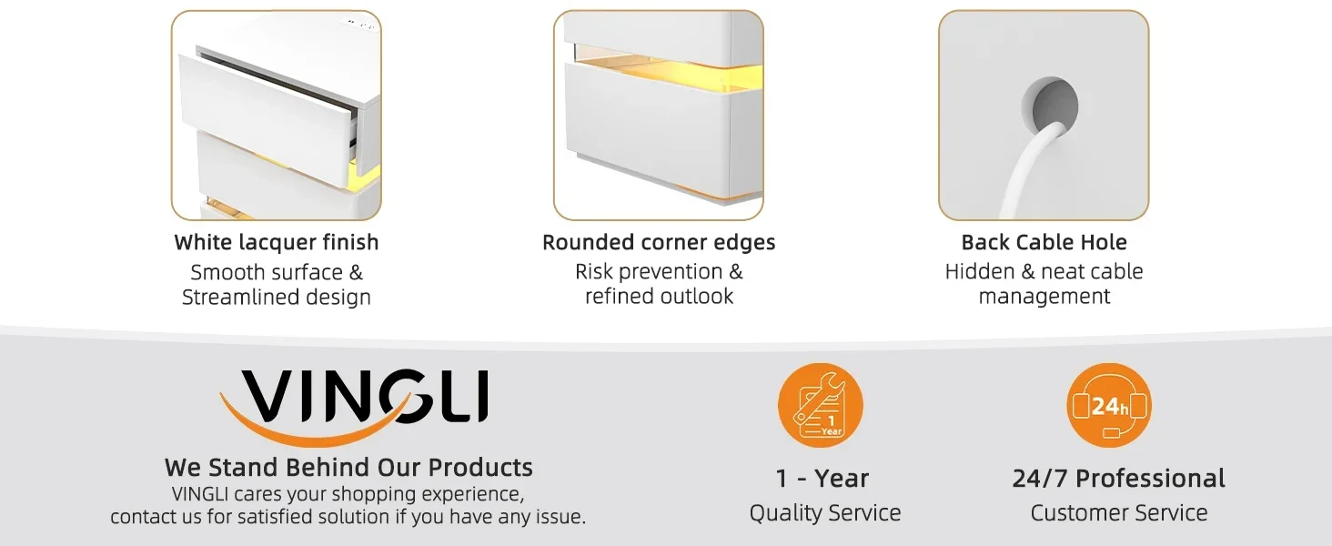 led white nightstand