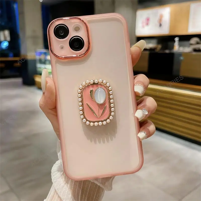 Pour Iphone 14 Pro Max 15 Plus 13 12 11 XS XR X SE 8 7 support tulipe coque souple en silicone transparent Iphone14 housse de support_voghion.com