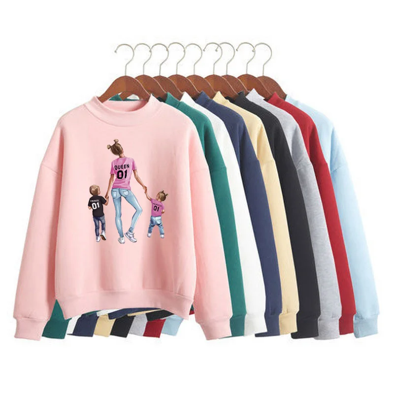 

Super Mom Hoodie Women 90s Kawaii Cute Sweatshirt Sweet Korean O-neck Knitted Pullover Thick Autumn Candy Color Women Clothing
