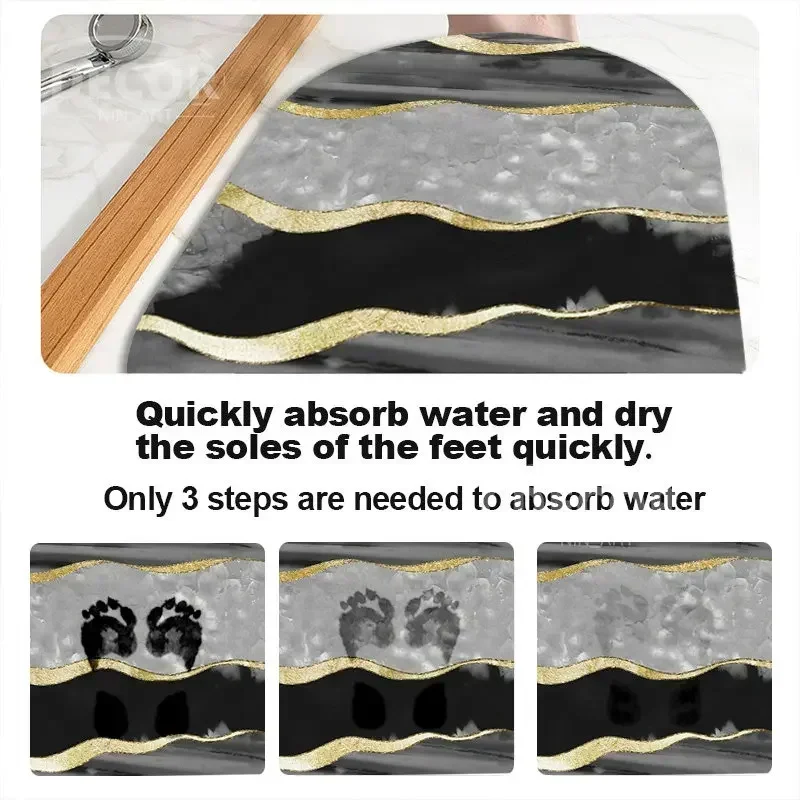 Black Marbling Super Absorbent Tableware Dish Drying Mat Kitchen Bottle Anti-slip Rug Luxury Kettle Dinnerware Bar Counter Tool
