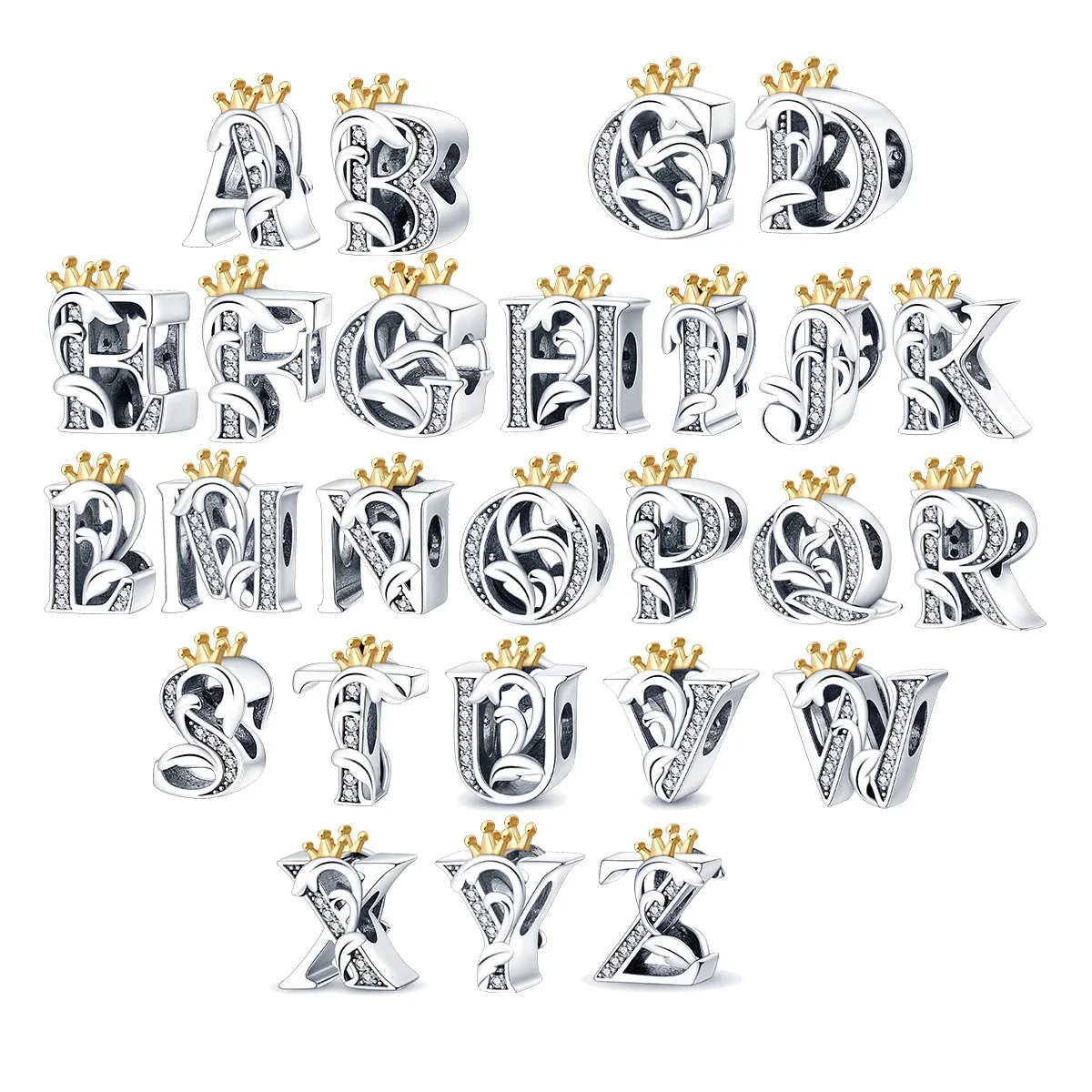

925 Sterling Silver English Letters A-Z Pendant Charms Fit Original 925 Pandora Bracelet Charm Beads Necklace Female Jewelry