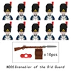 10pcs Napoleonic Wars Military Soldiers Building Blocks WW2 Mini Figures French British Fusilier Rifles Weapons Toys For Kids 4