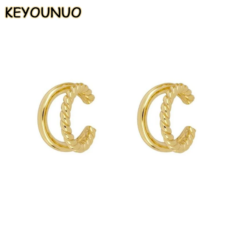 

KEYOUNUO Gold Filled Cilp Earrings For Women Rope Simple Smooth Ear Cuffs Earrings Fashion Party Wedding Jewelry Wholesale