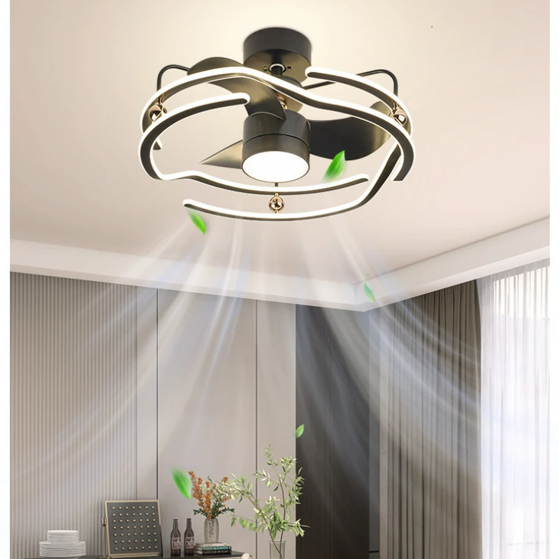 

Living Dining Room Lights Modern Simple Home Bedroom Integrated 360 Shaking Head Ceiling Fan Lamp with Led Light Remote Control