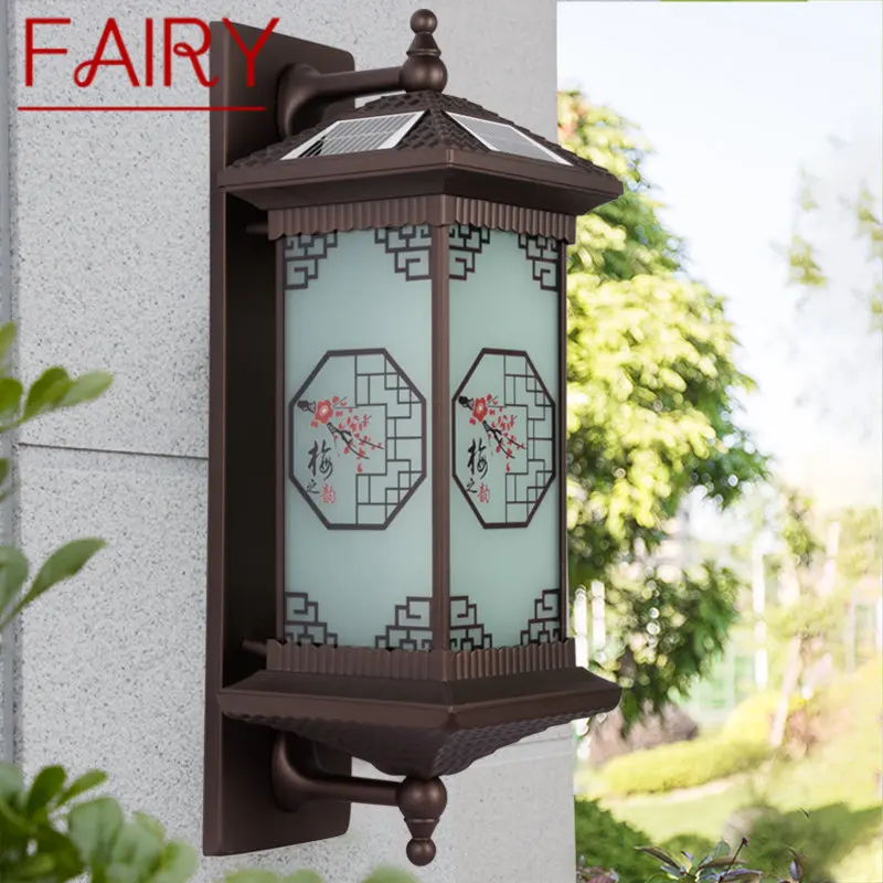 FAIRY Outdoor Solar Wall Lamp Creativity Plum Blossom Pattern Sconce Light LED Waterproof IP65 for Home Villa Courtyard for oneplus 12 5g drawing pattern leather phone case plum blossom