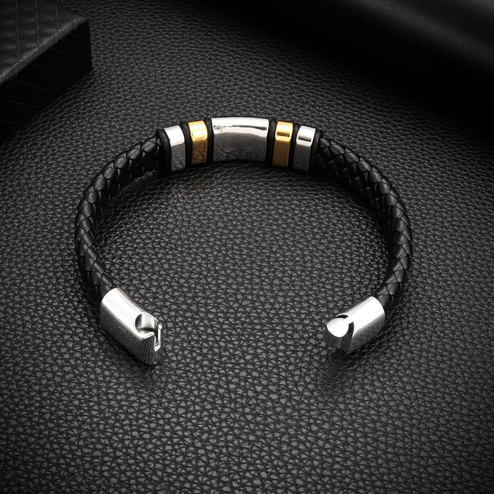 Personality Fashion Trend Leather Bracelet Hip Hop Chic Charm Punk Bracelet Couples Holiday Gift Jewelry Accessories