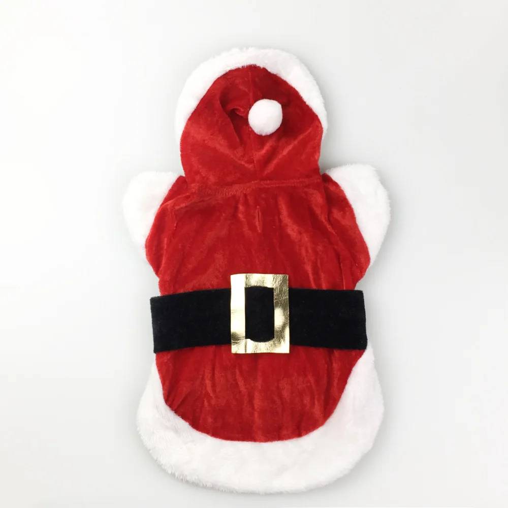Santa Christmas Costume Pet Small Dogs Winter Hooded Coat Jackets Puppy Cat Chihuahua Yorkie Outfit