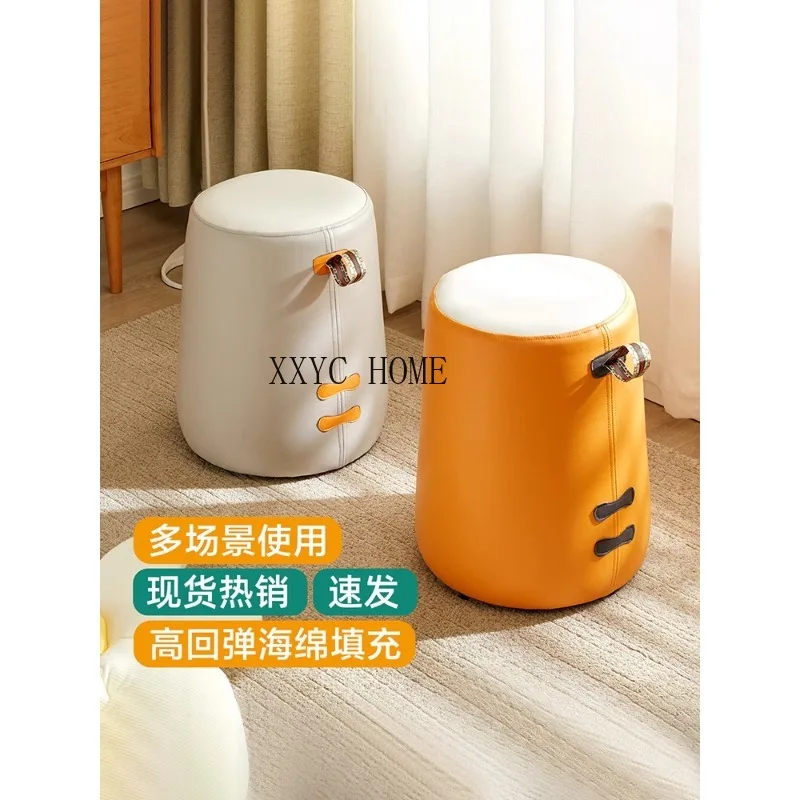 

Домашний стул для обуви, современный стул для дивана, круглый стул, мягкая низкая сумка