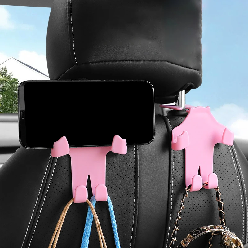 

Vehicle Car Black Car Seat Headrest Hook 4 Pack Hanger Storage Organizer Universal For Handbag Purse Coat