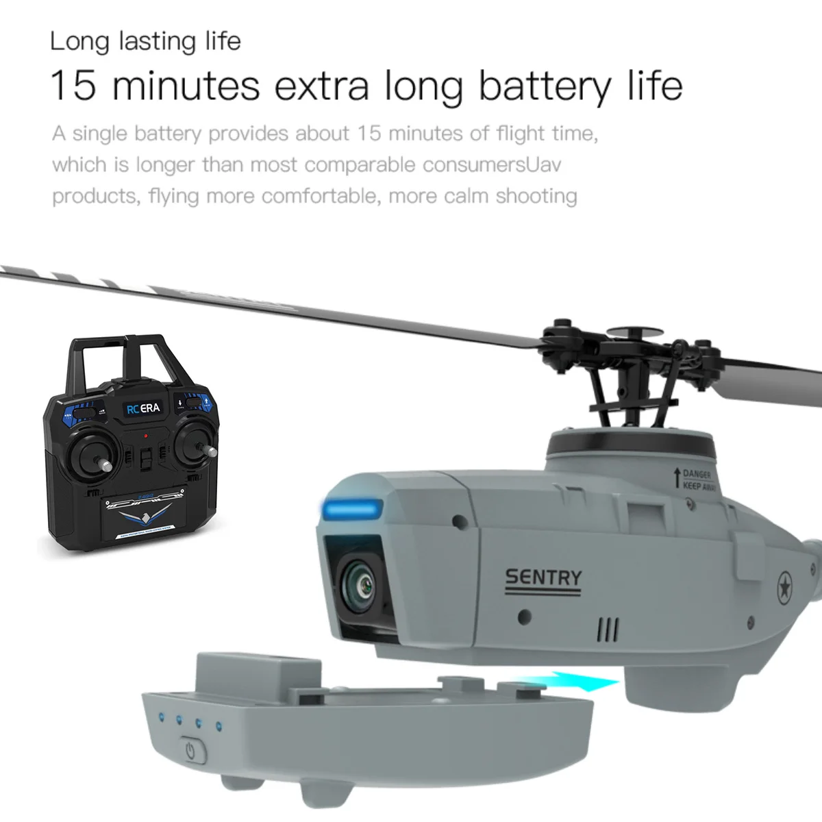 RC ERA C127 2.4GHz Drone 720P Camera 6-Axis Altitude Hold Optical Flow Localization Flybarless RTF Sentry Helicopter 4 RC ERA C127 2.4GHz Drone 720P Camera 6-Axis Altitude Hold Optical Flow Localization Flybarless RTF Sentry Helicopter 4