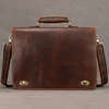 Top Grade Thick Genuine Leather Men Briefcase 15" Laptop Cow Leather Business Bag Tote Man Briefcase With Shoulder Strap 2