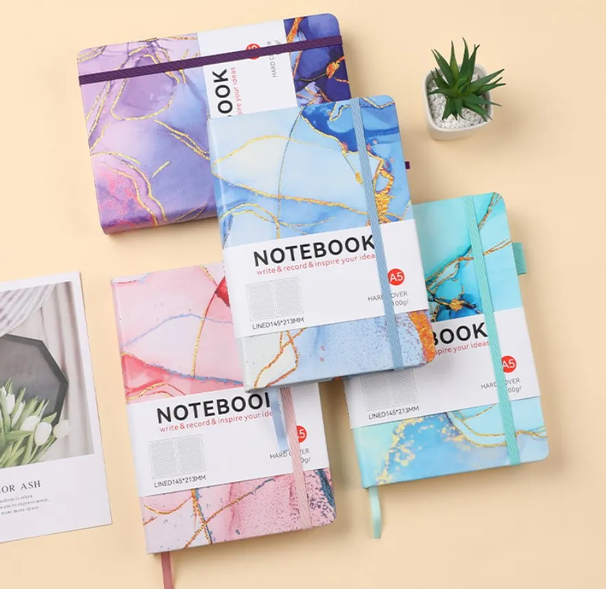 Mármore Roxo Espiral Binder Notebook 400 Página Página Interna Semanal Mensal para Fazer a Linha Dentro de Papel Papelaria a5 - Imagem 2