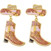 2024 New Metal Cowboy Earrings Boot Hat Pendant For Women Fashion Holiday Party Pink Jewelry Ear Accessory Gifts Wholesale Decor 1