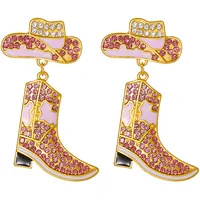 2024 New Metal Cowboy Earrings Boot Hat Pendant For Women Fashion Holiday Party Pink Jewelry Ear Accessory Gifts Wholesale Decor 1