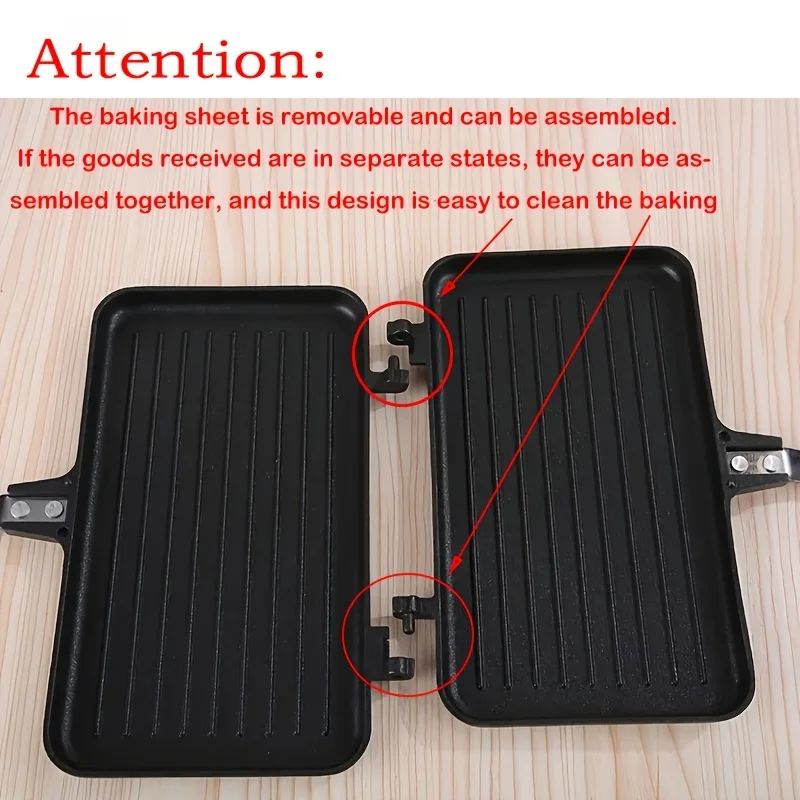 Non-stick waffle sandwich maker with ergonomic heat-resistant handles.