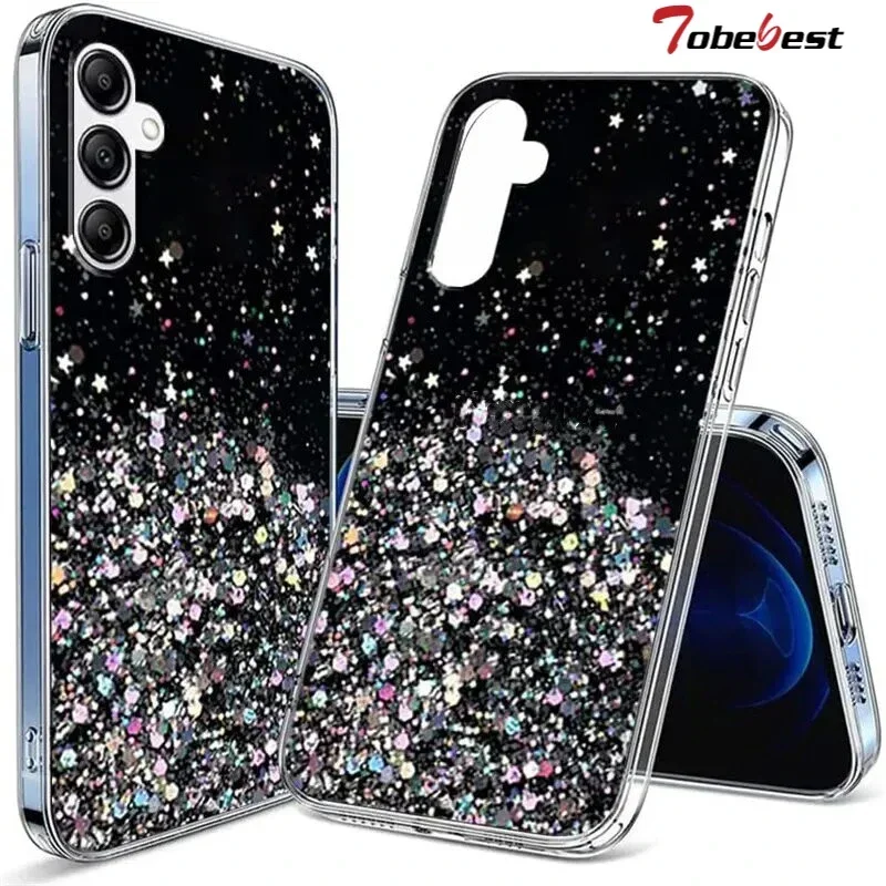 Silver Foil Bling Glitter Silicone Phone Case Cover