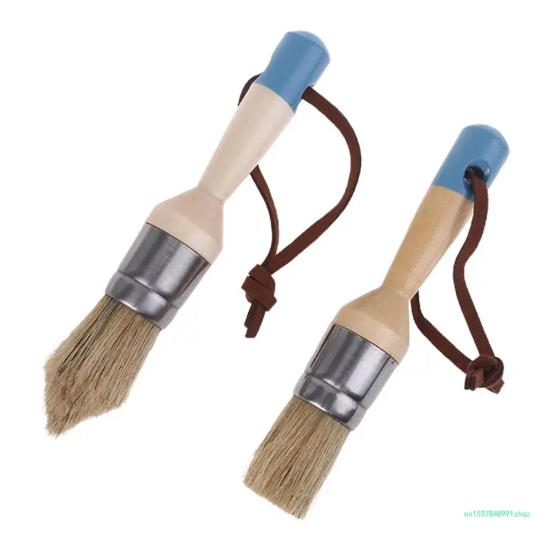 

2 Pcs Chalk & Wax Paint Brush Natural Bristle Brush for Home Decor,Wood Project