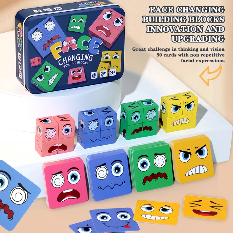Cube Puzzle Visage Changeant - Jeu éducatif 3D Pour Enfants - Cadeau Créatif Et Amusant