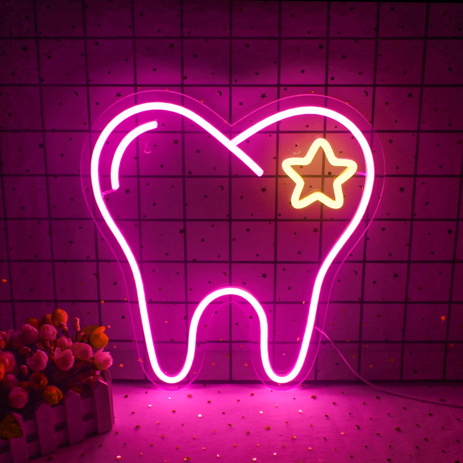 Tooth Neon Sign LED Neon Light Sign Dental Office Hangings Led Sign Dentist Retirement Dentist Sign Gift Wall Art Decoration